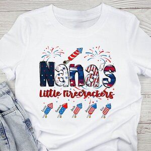 Nanas The Little Firecracker Shirt 4Th Of July Custom Tshirt
